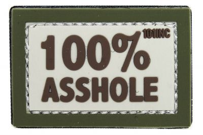 101 Inc PVC Velcro Patch "100% Asshole" (Olive)