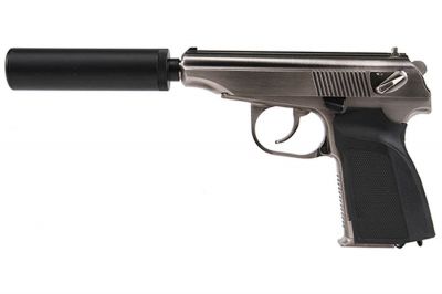 WE GBB Makarov 654K with Silencer (Silver)