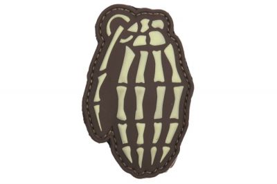 101 Inc PVC Velcro Patch "Skeleton Hand Grenade" (Brown)