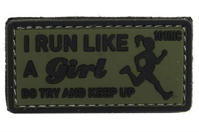 101 Inc PVC Velcro Patch "I Run Like" (Olive)