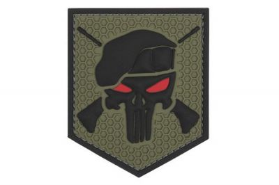 101 Inc PVC Velcro Patch "Commando Punisher" (Olive)