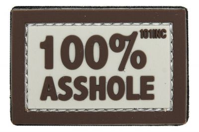 101 Inc PVC Velcro Patch "100% Asshole" (Brown)
