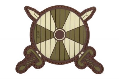 101 Inc PVC Velcro Patch "Viking Shield & Swords" (Olive)